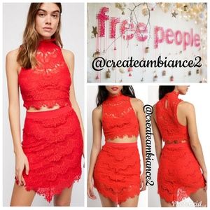 Free People Lace Skirt Set